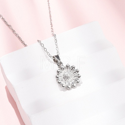 304 Stainless Steel Flower Pendant Cable Chain Necklaces for Men Women NJEW-K308-05E-P-1