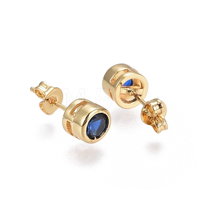 Brass Micro Pave Cubic Zirconia Stud Earrings EJEW-L224-02D-1
