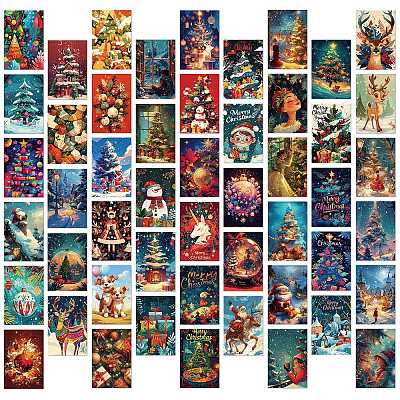 50Pcs Christmas Paper Greeting Cards DIY-P085-15D-1