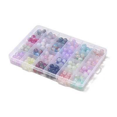 288Pcs 24 Colors Transparent Crackle Glass Beads GLAA-D013-04-1