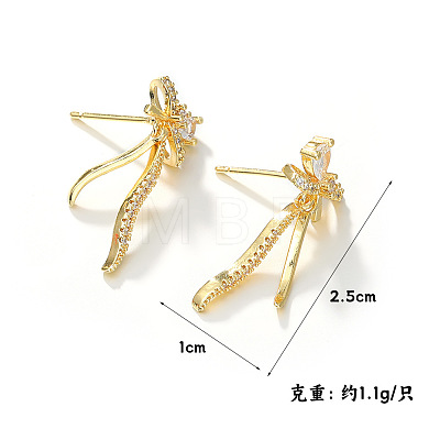 Brass Micro Pave Cubic Zirconia Stud Earrings WG17D8C-01-1