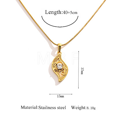 304 Stainless Steel Crystal Rhinestone Hollow Pendant Necklaces WG5EFC4-05-1