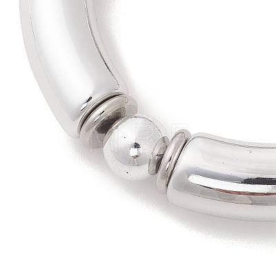 3Pcs Round & Curved Tube CCB Plastic Stretch Bracelets BJEW-JB12999-1