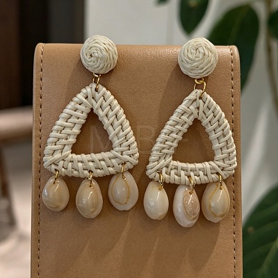 Raffia & Rattan Chandelier Earrings WG28300-01-1