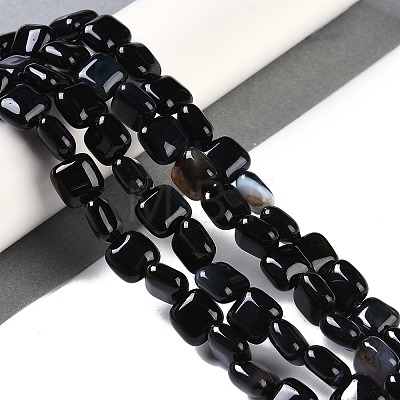 Natural Black Agate Beads Strands G-M435-A08-01-1