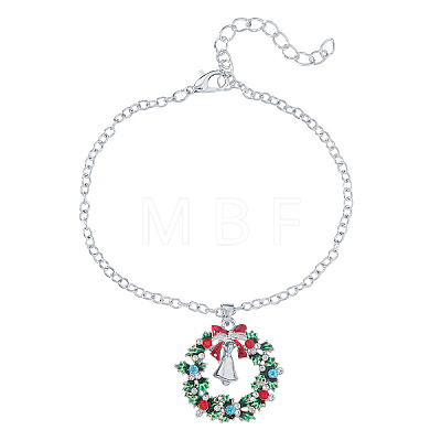 Christmas Wreath & Christmas Bell Alloy Charm Bracelets WG06691-05-1