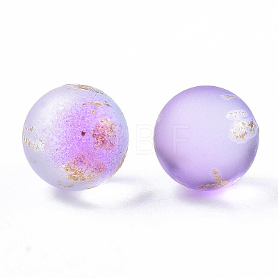 Transparent Spray Painted Frosted Glass Beads GLAA-N035-05A-01-1