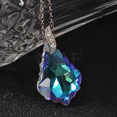 Teardrop AB Color Plated Electroplate Glass Pendant Necklaces & Dangle Earrings Jewelry Sets SJEW-JS00880-1