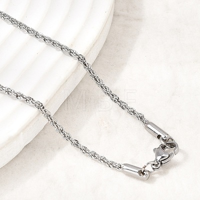 2MM Unisex 304 Stainless Steel Rope Chain Necklaces NJEW-P395-16P-1