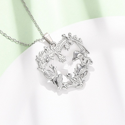 304 Stainless Steel Pendant Cable Chain Necklaces for Men Women NJEW-K308-03F-P-1