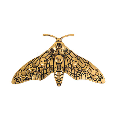 Moon Phase Moth Alloy Brooch Pin JEWB-Z031-06AG-1