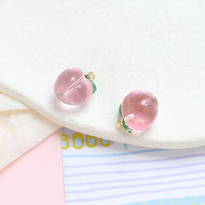Transparent Resin Peach Charms INS-PW0001-08G-01-1