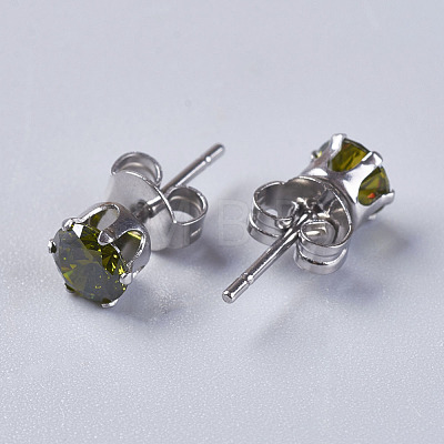 Cubic Zirconia Stud Earrings EJEW-I209-09-5mm-1