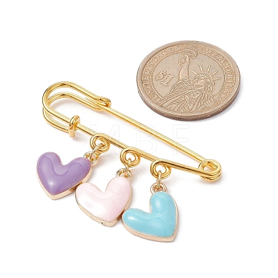Heart Alloy Enamel Charms Safety Pin Brooch JEWB-BR00133-1