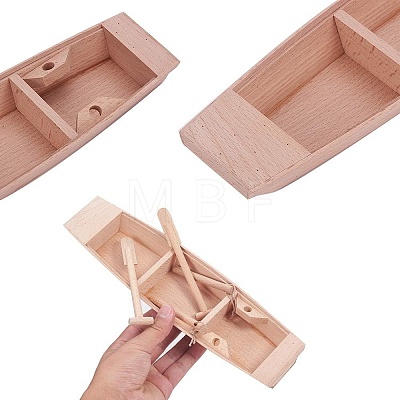 Unfinished Wooden Boat DIY-WH0051-73-1