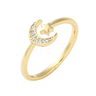 Adjustable Brass Micro Pave Clear Cubic Zirconia Cuff Rings ZIRC-Z002-09G-1