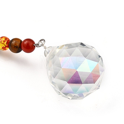 Chakra Round Ball Crystal Suncatcher Dowsing Pendulum Pendants PALLOY-JF00460-02-1