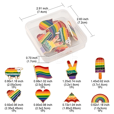 8Pcs 8 Style Rianbow Color Pride Flag Enamel Pins Set JEWB-YW0001-01-1