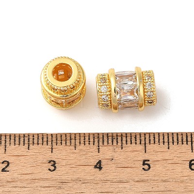 Rack Plating Brass Pave Clear Cubic Zirconia European Beads KK-M285-28G-1