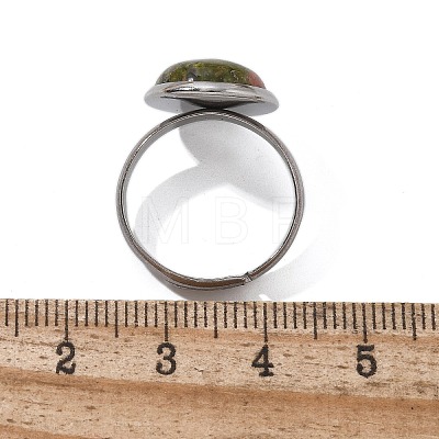 Half Round Natural & Synthetic Gemstone Finger Rings RJEW-M062-01P-23-1