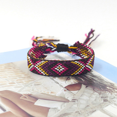 Polyester Braided Rhombus Pattern Cord Bracelet FIND-PW0013-004A-20-1