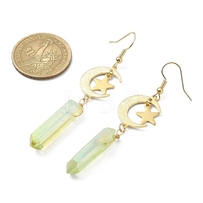Electroplated Natural Quartz Crystal Dangle Earrings EJEW-TA00256-1