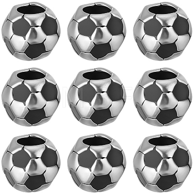 30Pcs Large Hole FootBall/Soccer Ball Alloy Enamel European Beads MPDL-SC0001-12-1