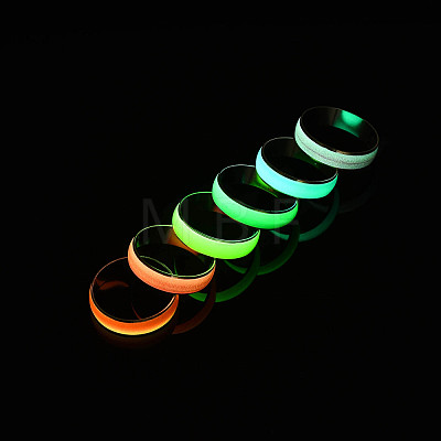 Glow in the Dark Luminous Brass Plain Band Finger Ring for Women RJEW-T022-002-1