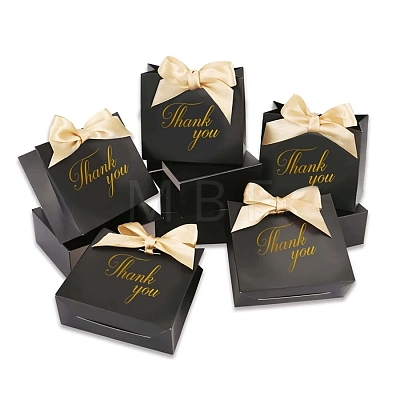 Gold Stamping Thank You Printed Paper Candy Gift Packaging Boxes with Ribbon PW-WGDAD0D-02-1