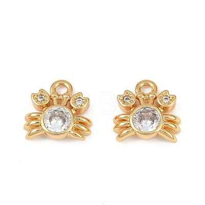 Ocean Theme Brass Micro Pave Cubic Zirconia Charms KK-F902-08E-G-1