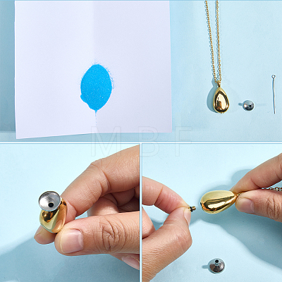 Teardrop 201 Stainless Steel Memorial Urn Ashes Pendant Necklaces DIY-CN0003-40G-1