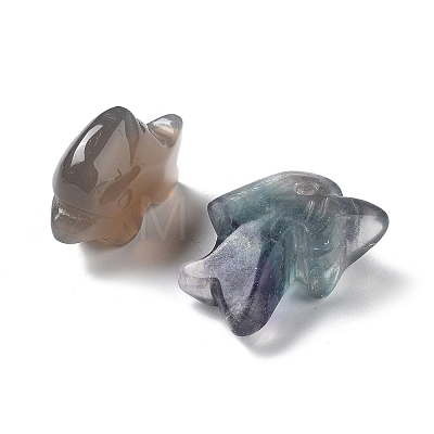 Natural Mix Gemstone Dolphin Healing  Figurines DJEW-Z005-02-1