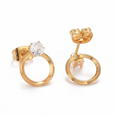 Ring SteelStud Earrings X-EJEW-C019-17G-1