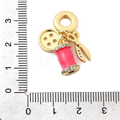 Brass Micro Pave Clear Cubic Zirconia European Dangle Charms X-KK-F904-08G-1