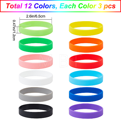 Gorgecraft 36Pcs 12 Colors Silicone Cord Bracelet BJEW-GF0001-12-1