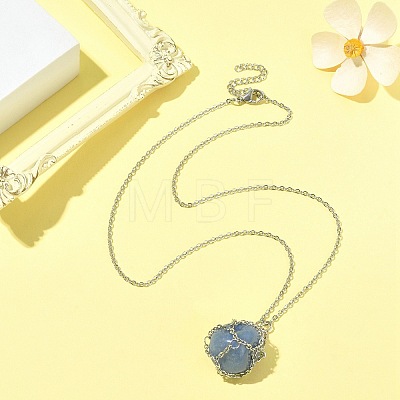 304 Stainless Steel Macrame Pouch Empty Stone Holder for Pendant Necklaces Making NJEW-JN04383-02-1