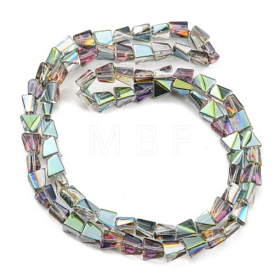 Half Plated Electroplate Transparent Glass Beads Strands EGLA-G037-06A-HP03-1