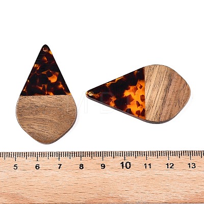 Transparent Resin and Walnut Wood Pendants RESI-T057-06D-1