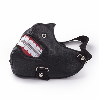 Punk Rock Style PU Leather Mouth Cover AJEW-D038-09-1