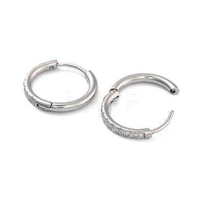 316 Surgical Stainless Steel Pave Clear Cubic Zirconia Hoop Earrings Women LS-EJEW-A109-01C-P-1