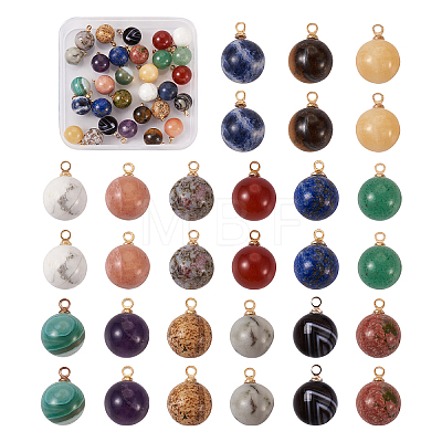 Yilisi 30Pcs 15 Colors Natural Gemstone Charms G-YS0001-01-1