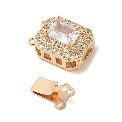 Brass Micro Pave Cubic Zirconia Box Clasps KK-B100-056G-01-1