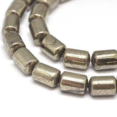 Column Natural Pyrite Beads Strands G-I126-24-12x8mm-1