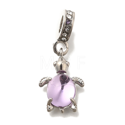 Rack Plating Alloy Rhinestone European Dangle Charms FIND-H005-45-1