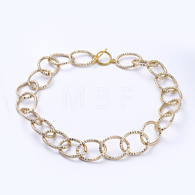 Aluminum Textured Cable Chain Bracelets & Necklaces Jewelry Sets SJEW-JS01094-03-1