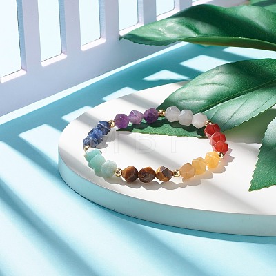 7 Chakra Natural Mixed Stone Beads Bracelet for Women BJEW-JB07417-1