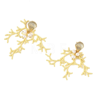 Glass Seed Beaded Stud Earrings for Women EJEW-MZ00781-02-1