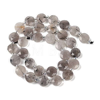 Natural Tourmalinated Quartz Beads Strands G-C116-A62-01-1