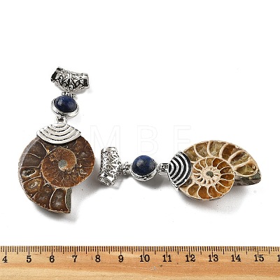 Natural Lapis Lazuli Fossil Snail Pendants G-F062-12-1