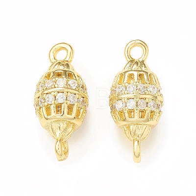 Brass Micro Pave Clear Cubic Zirconia Connector Charms KK-P228-71G-1